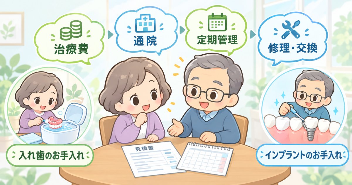費用は治療時だけでなく、手入れと調整まで考える