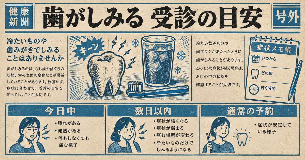 仕事や育児で忙しい方へ｜歯がしみる受診目安と考えられる原因
