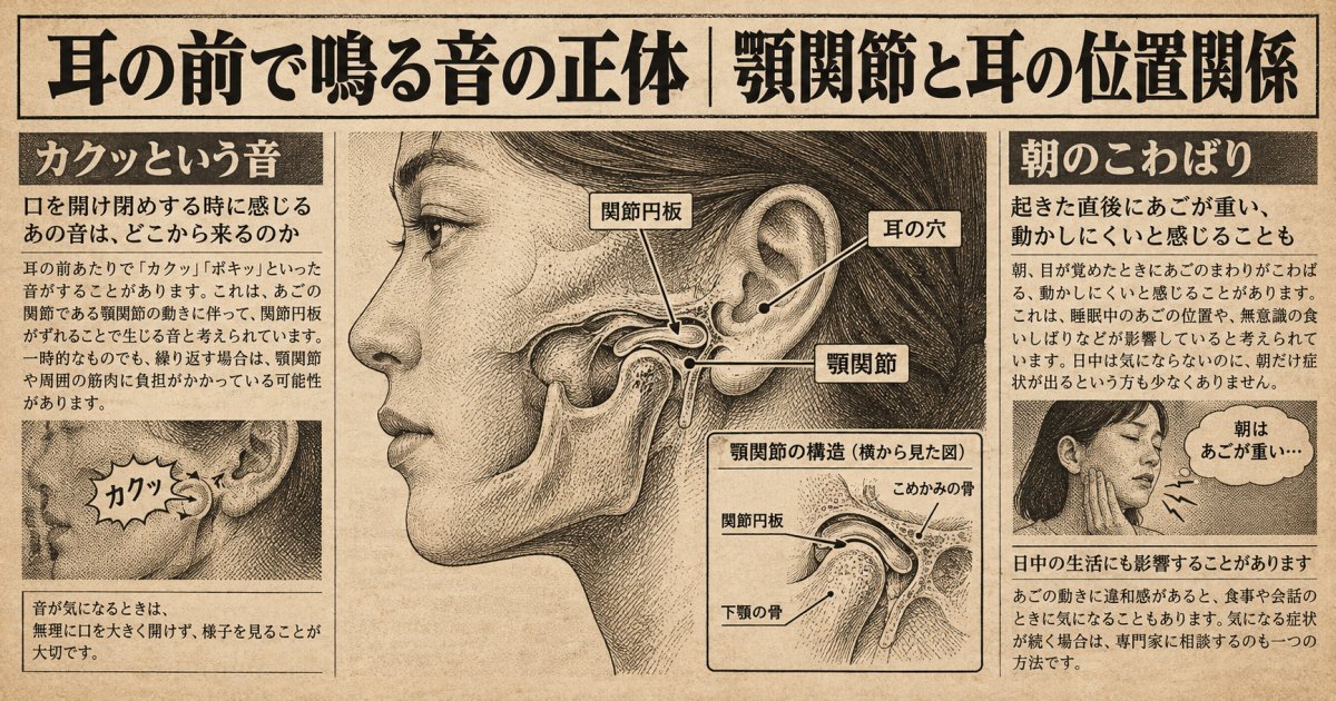 口が開けにくく耳の前で音が鳴るのは何が原因?